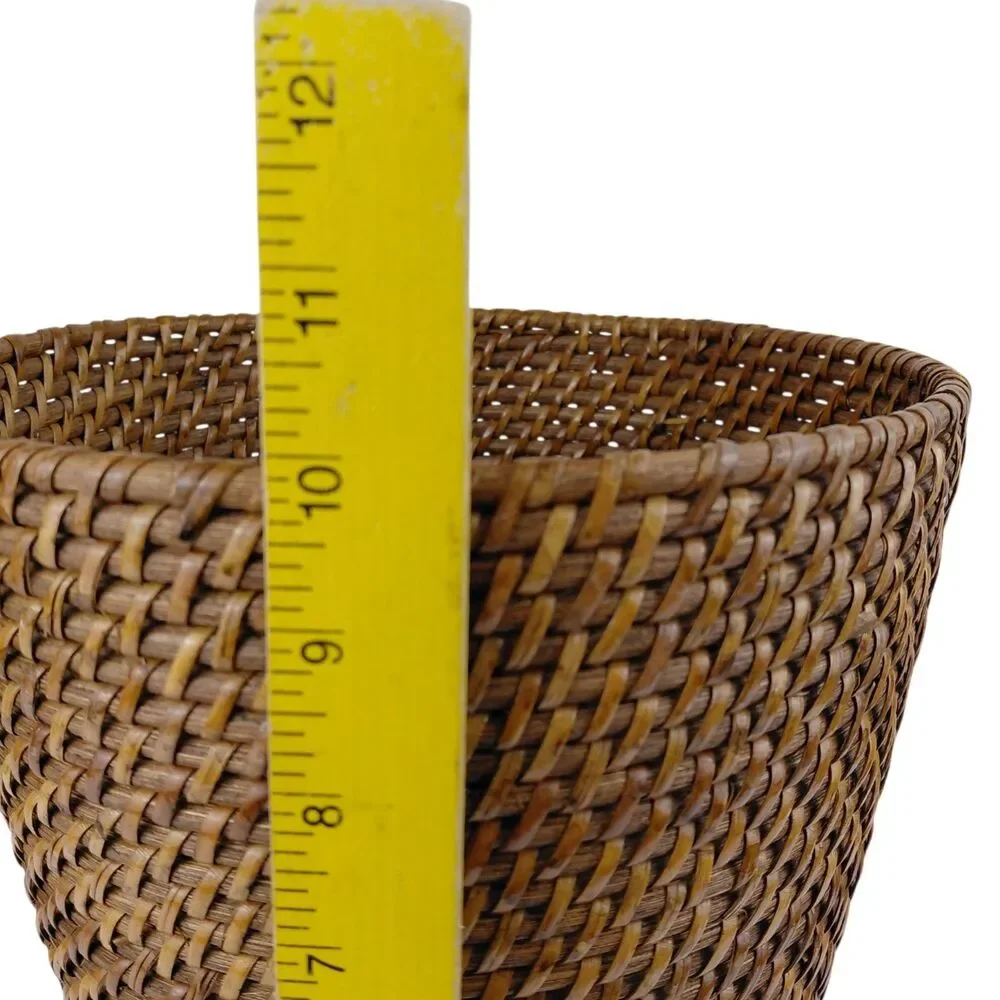 Crate & Barrel Sedona Honey Tapered Waste Basket Trash Can Plant Basket
